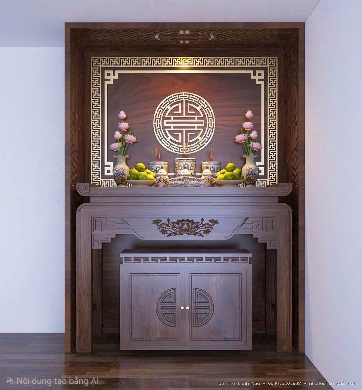 Phòng thờ gỗ hương đá tự nhiên Vạn Liên - Kho bàn thờ hiện đại